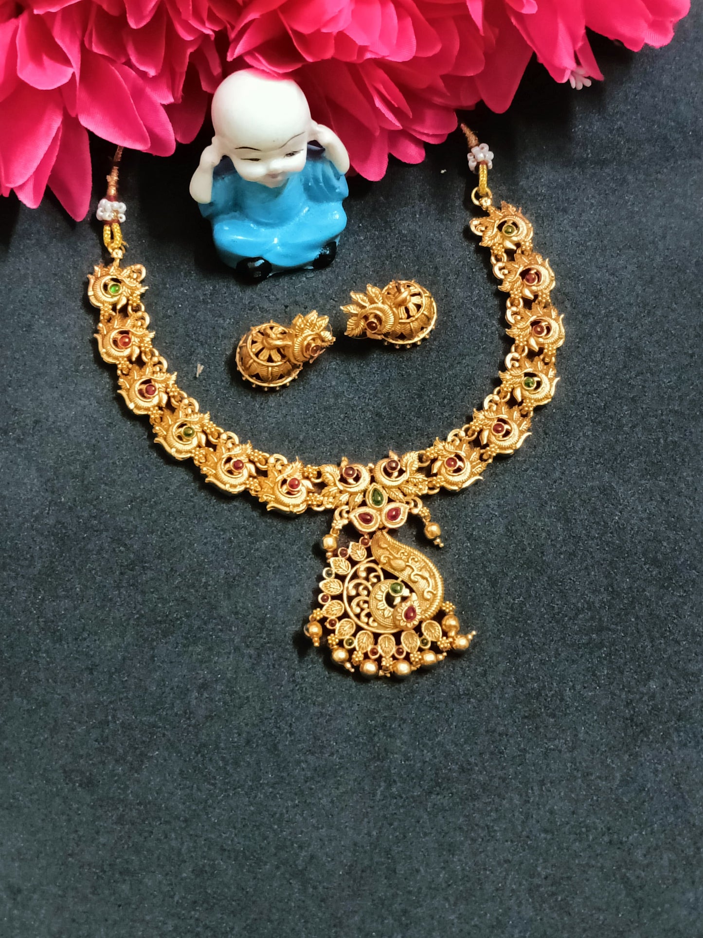 Elegant Peacock Necklace with Earrings