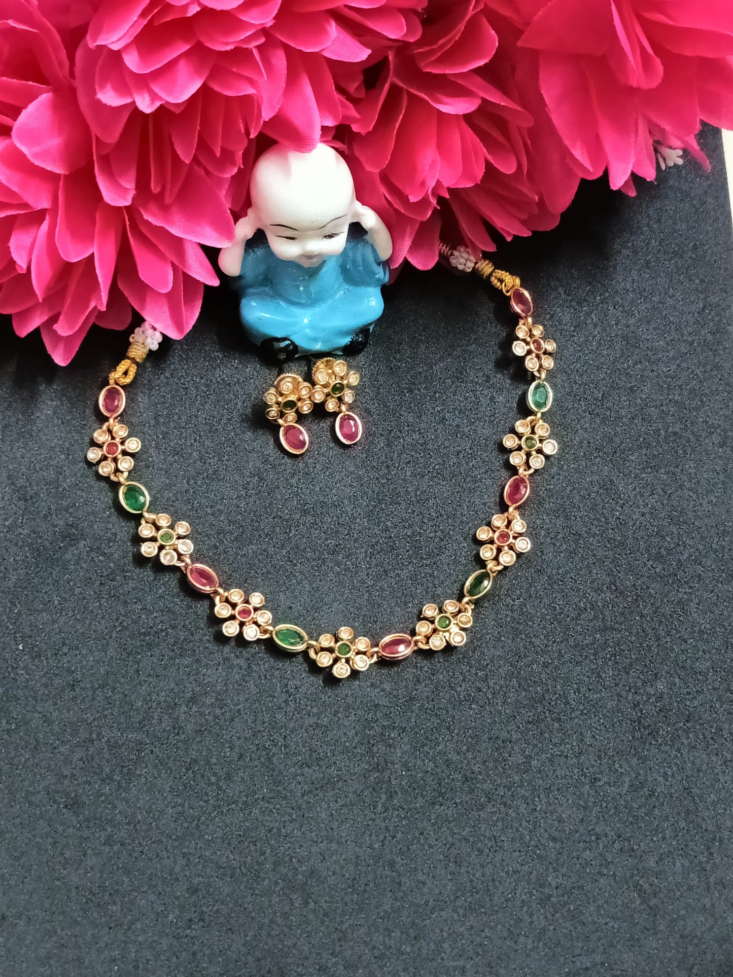 Flower Necklace with Earrings