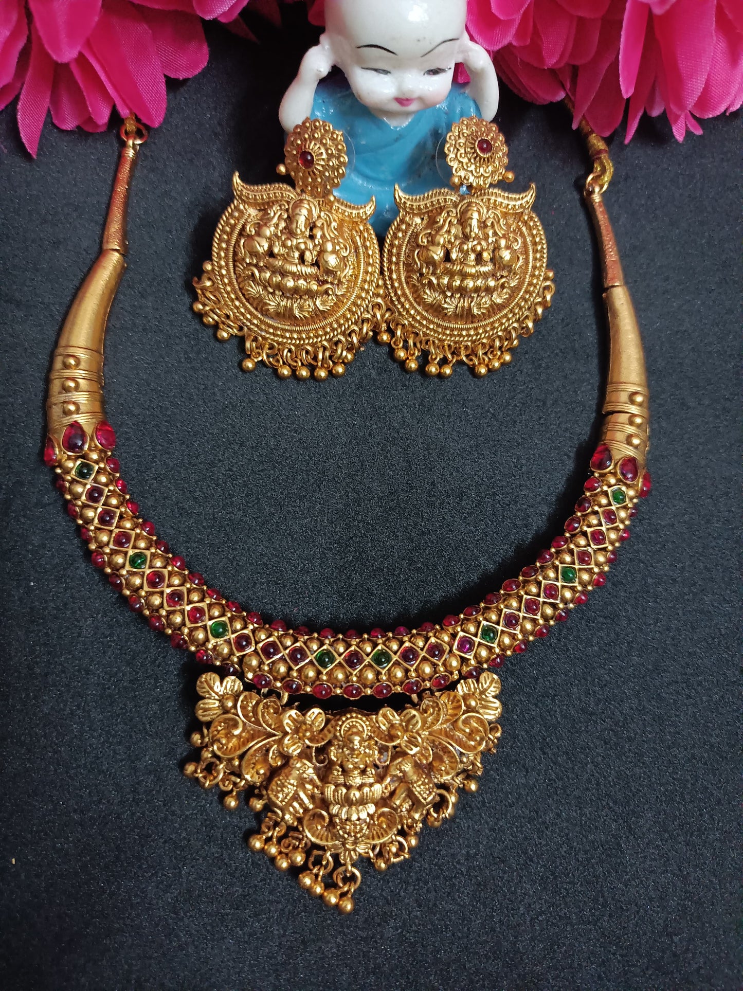 Antique Lakshmi Temple Set with Earrings