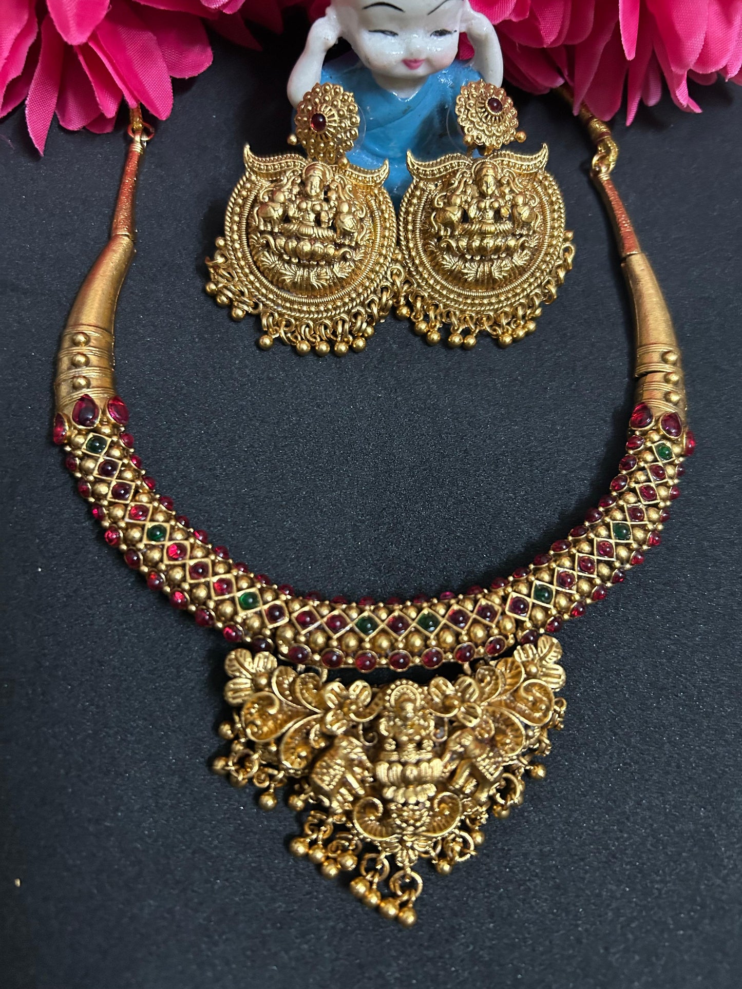 Antique Lakshmi Temple Set with Earrings