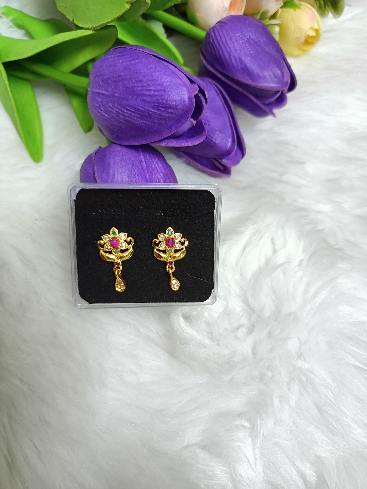 Beautiful Flower Stone Designed Earrings