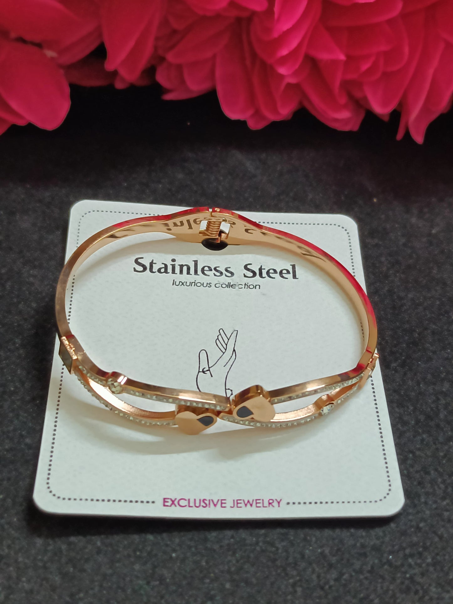 Trendy Heart Design with stone Rose Gold Bracelet