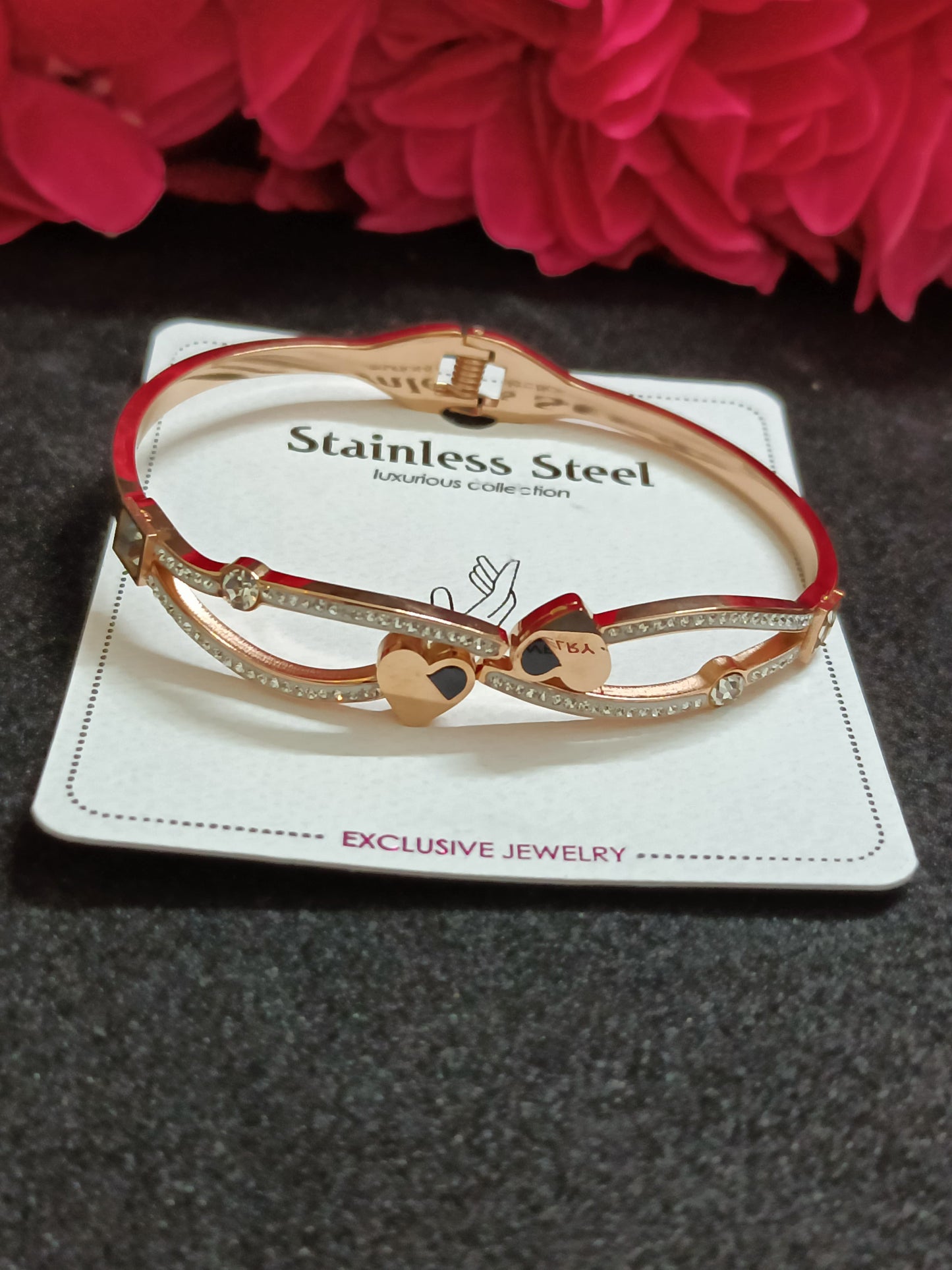 Trendy Heart Design with stone Rose Gold Bracelet