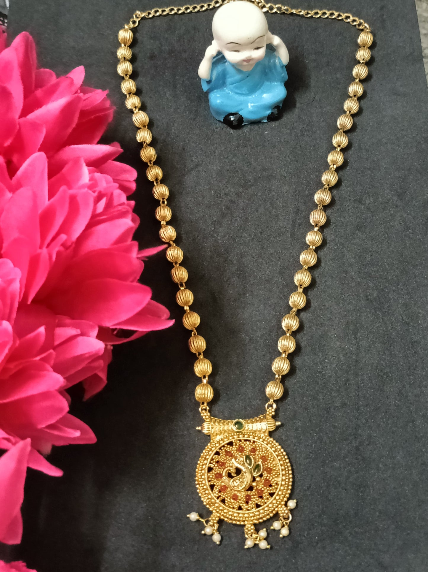 Premium Peacock Pendant Ball Chain Necklace with Earrings