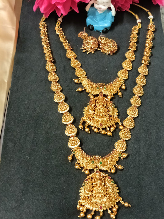 Premium Lakshmi Haram and Necklace with Earrings