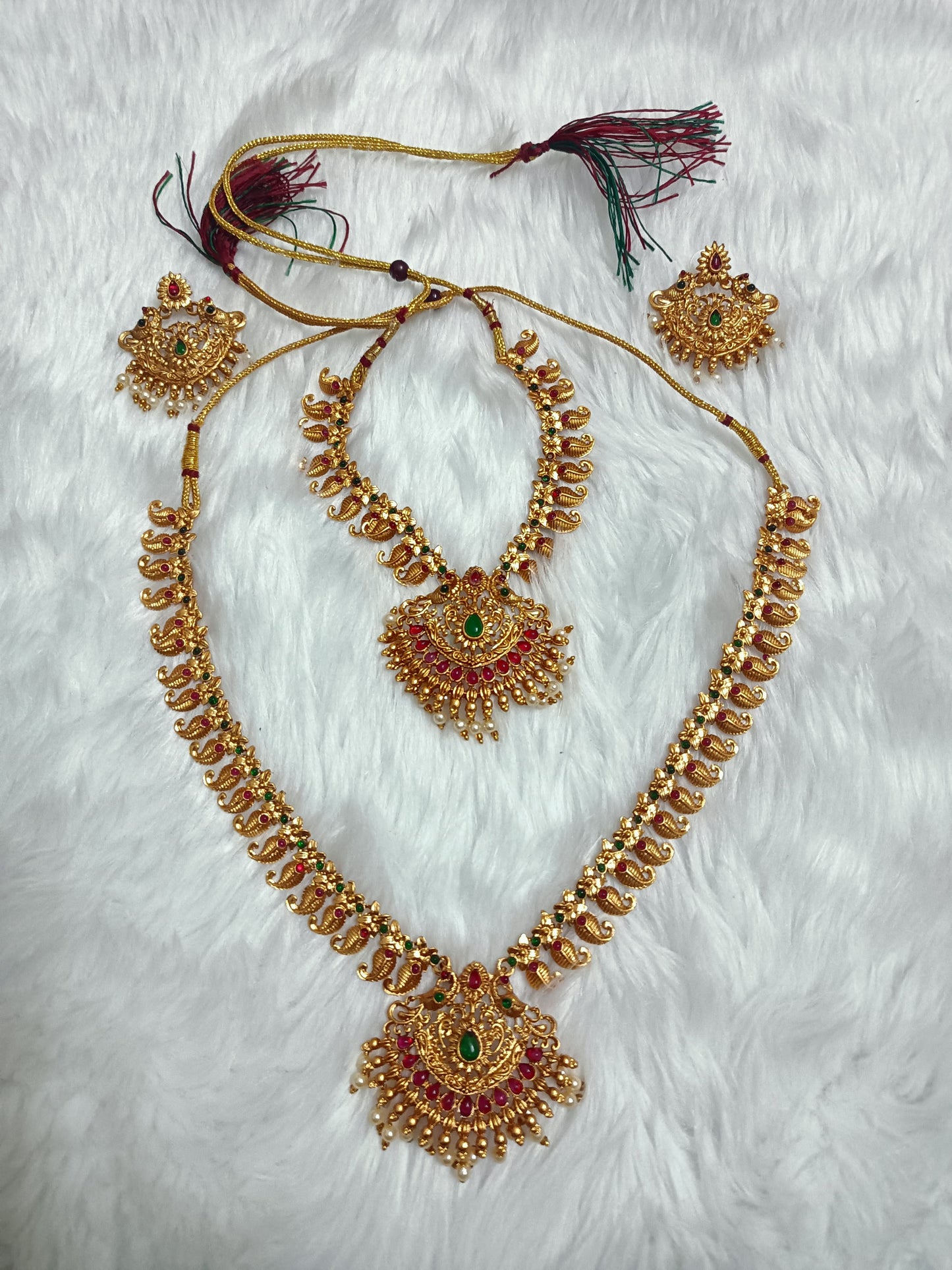 Beautiful Grand Necklace , Long Haram and Earrings