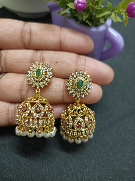 Beautiful Ruby Stone with Pearl Earrings