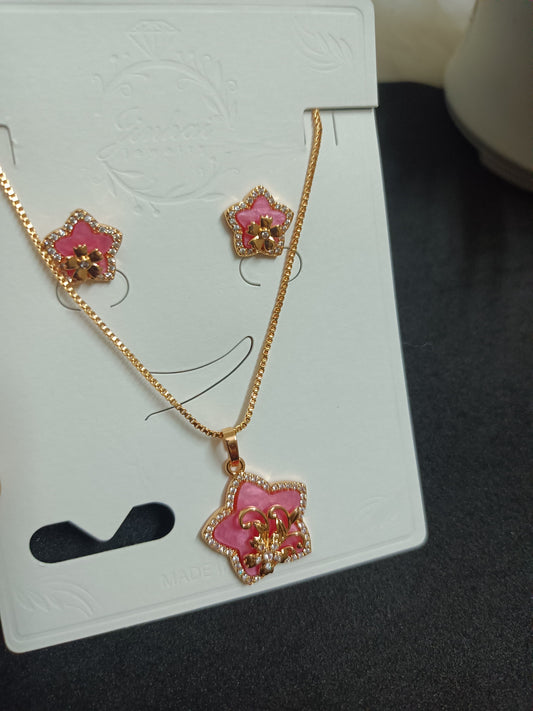 Trendy Rose Gold Chain with Earrings with Cute Pendant