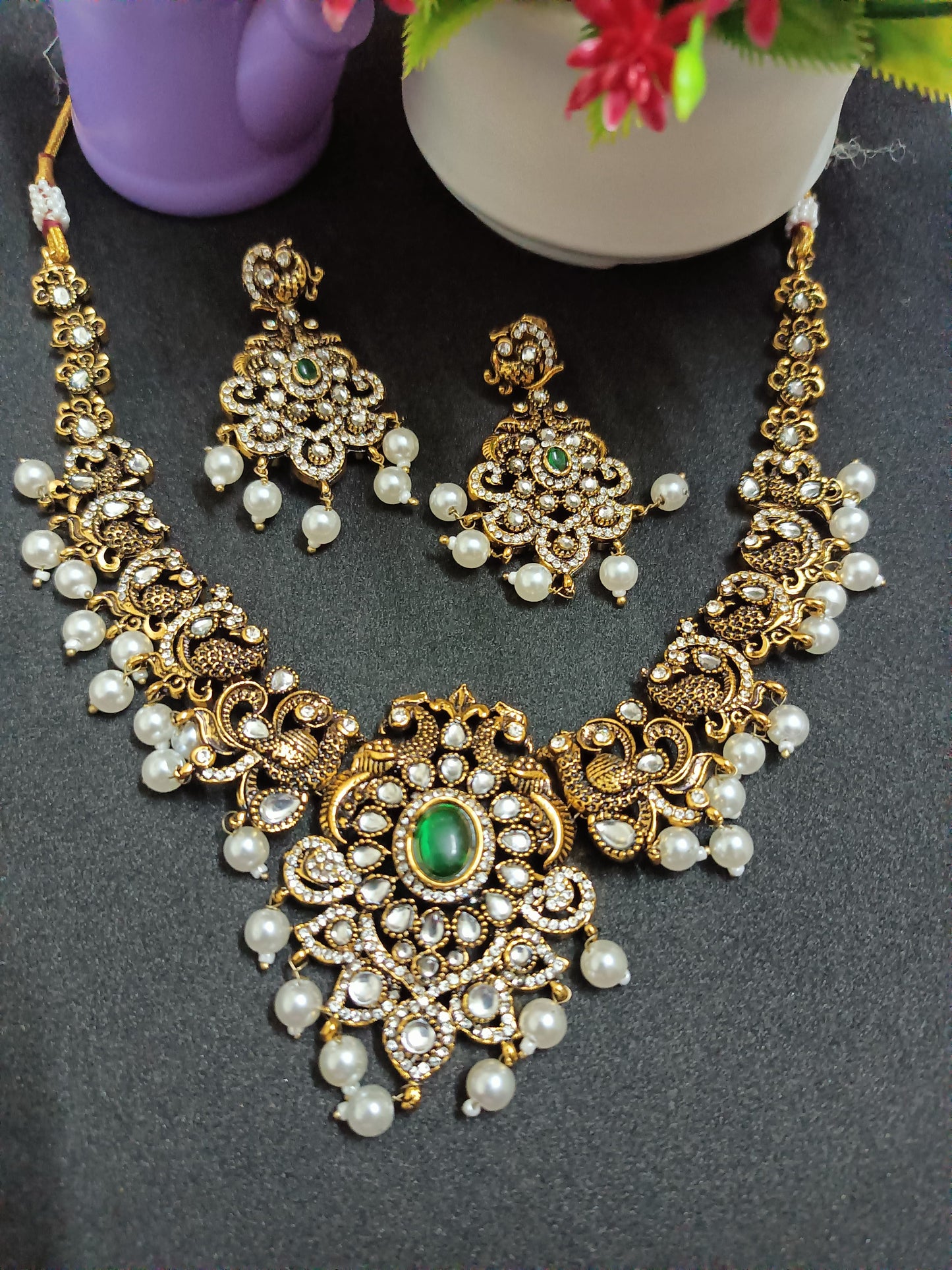 Beautiful stone traditional necklace with earrings