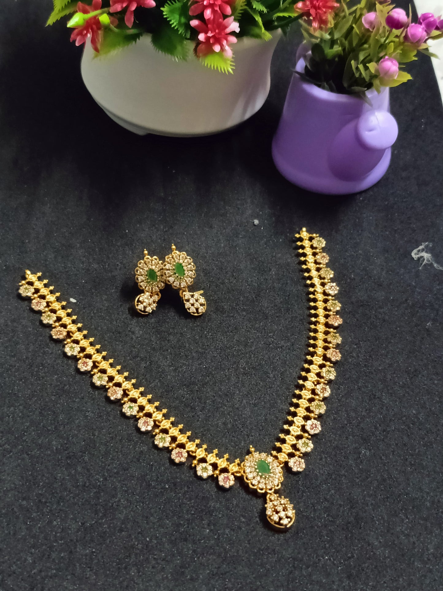 Beautiful Stoned Premium Necklace with Earrings