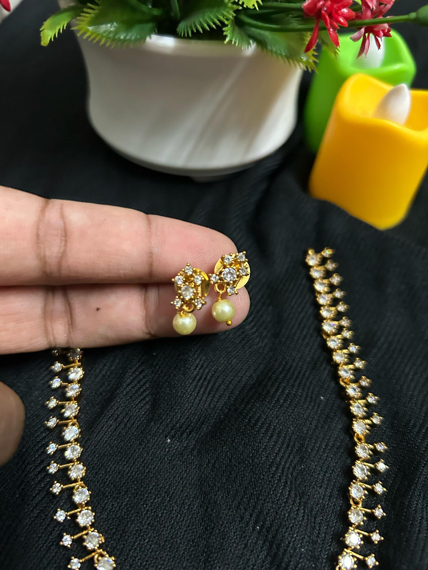 Premium  Gold Zirconia Diamond Stones Set.