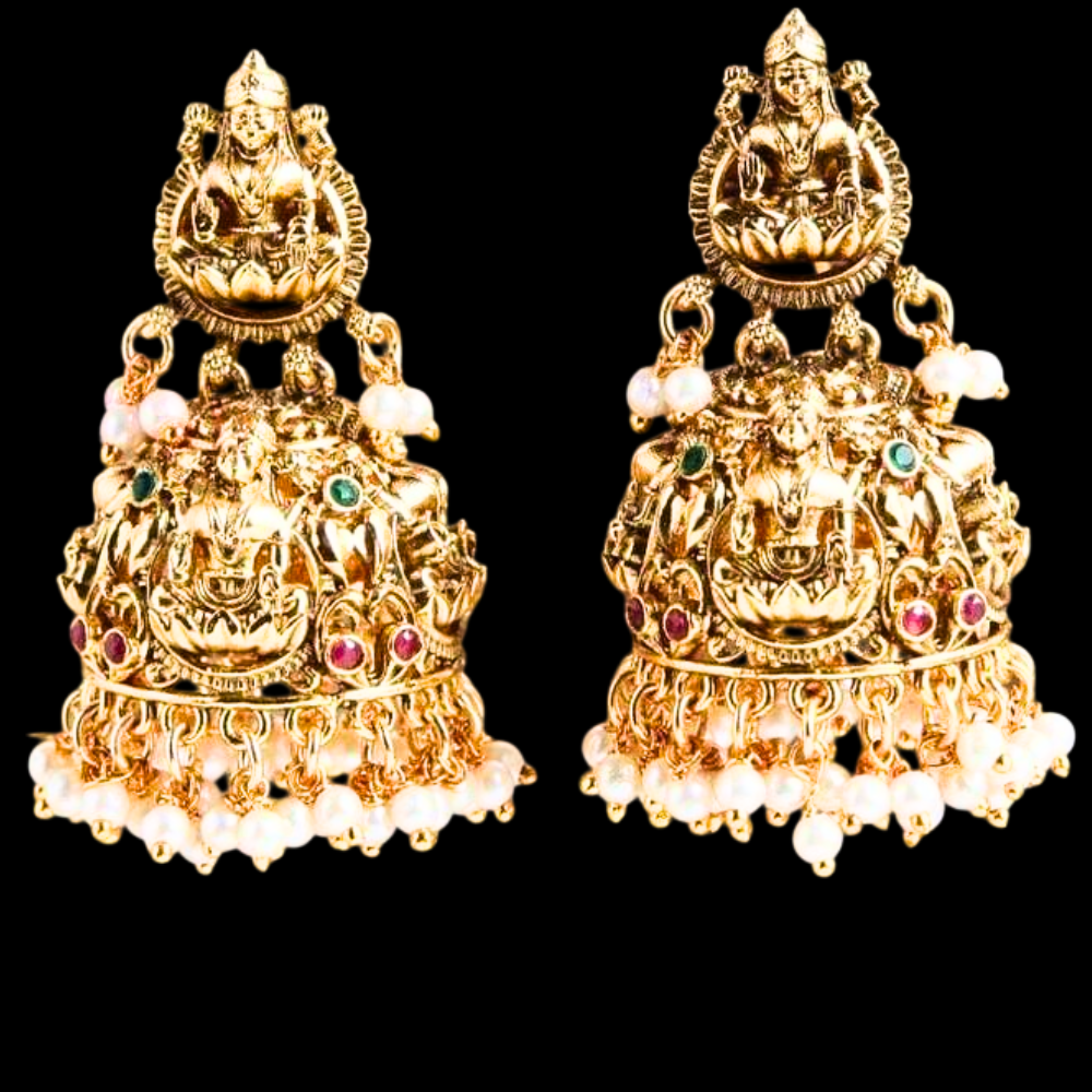 Premium Traditional Lakshmi Hanging Pearl Earrings